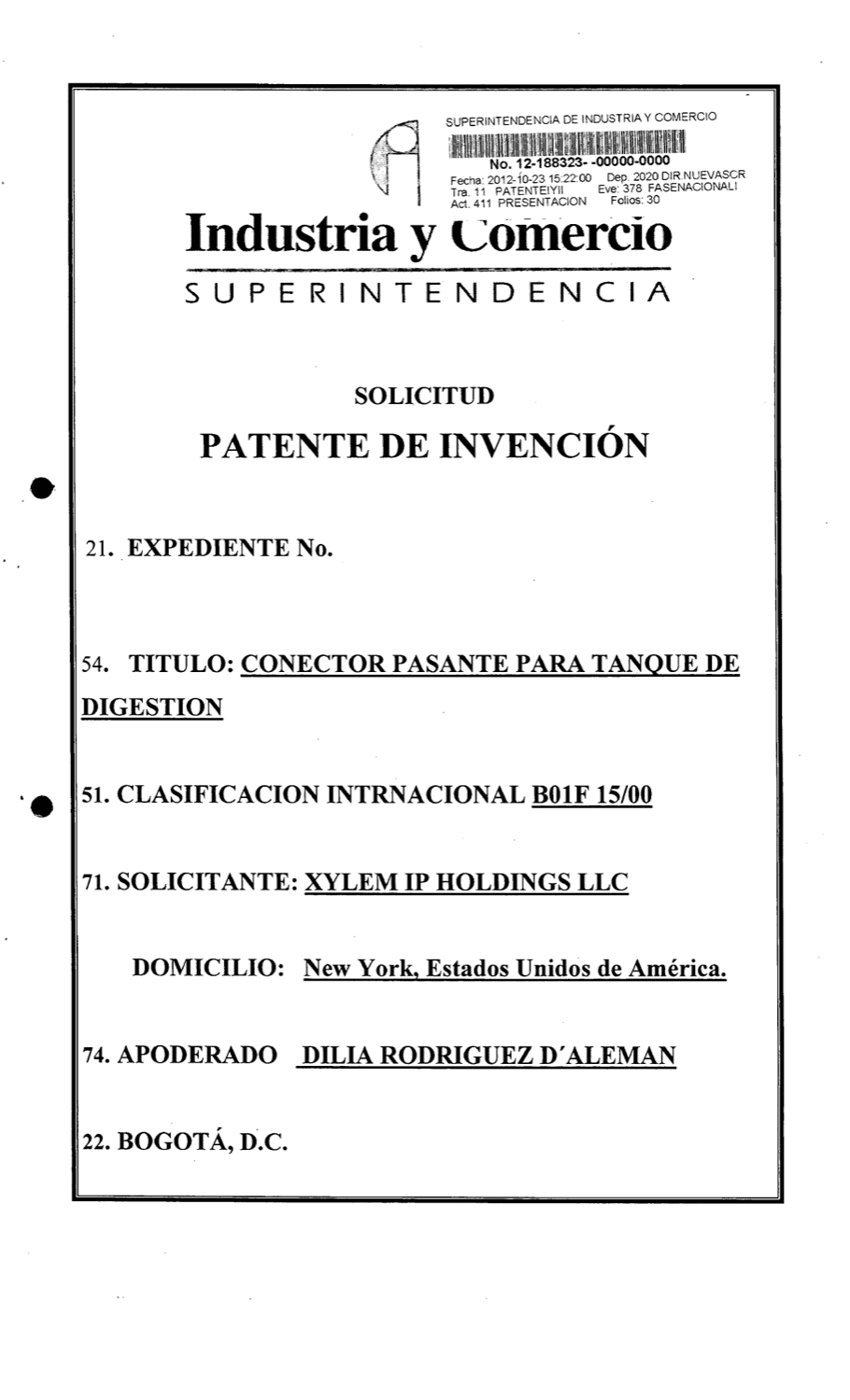 CONECTOR PASANTE PARA TANQUE DE DIGESTIÓN