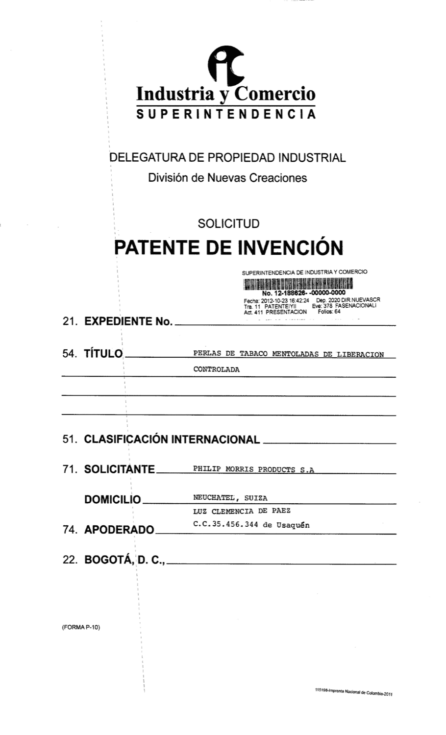 PERLAS DE TABACO MENTOLADAS DE LIBERACION CONTROLADA