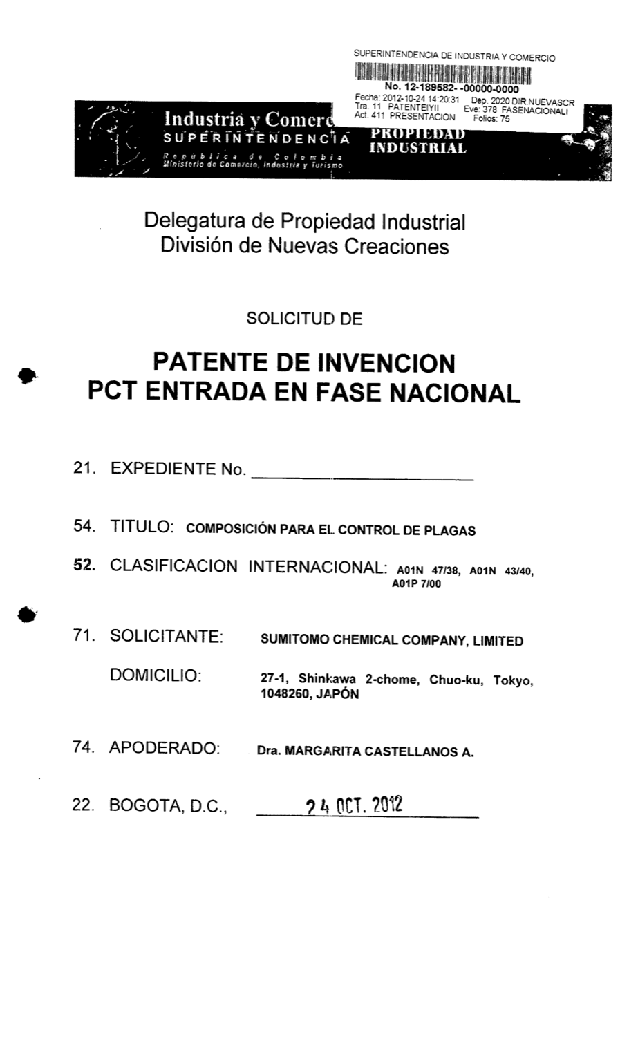 COMPOSICIÓN PARA EL CONTROL DE PLAGAS