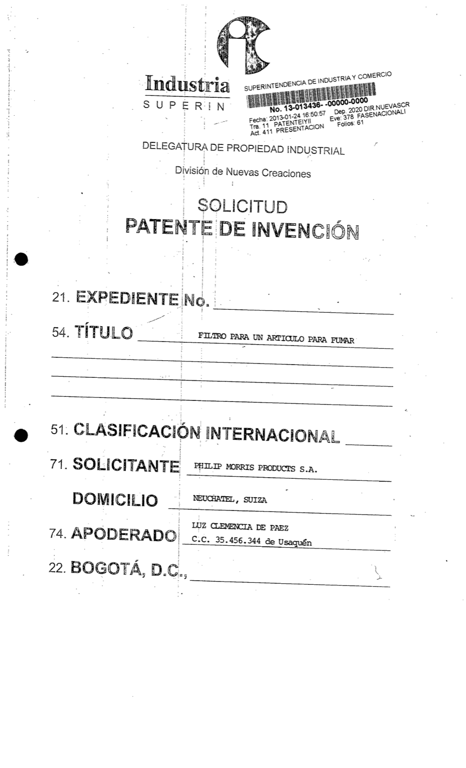 FILTRO PARA UN ARTICULO PARA FUMAR