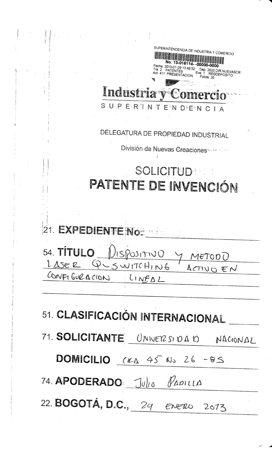 DISPOSITIVO LASER DE FIBRA ÓPTICA Q-SWITCHING ACTIVO Y PROCESO DE MODULACIÓN DEL MISMO PARA MODULAR EL FACTOR Q MODIFICANDO LA RESPUESTA ESPECTRAL EN UNA FIBRA FBG