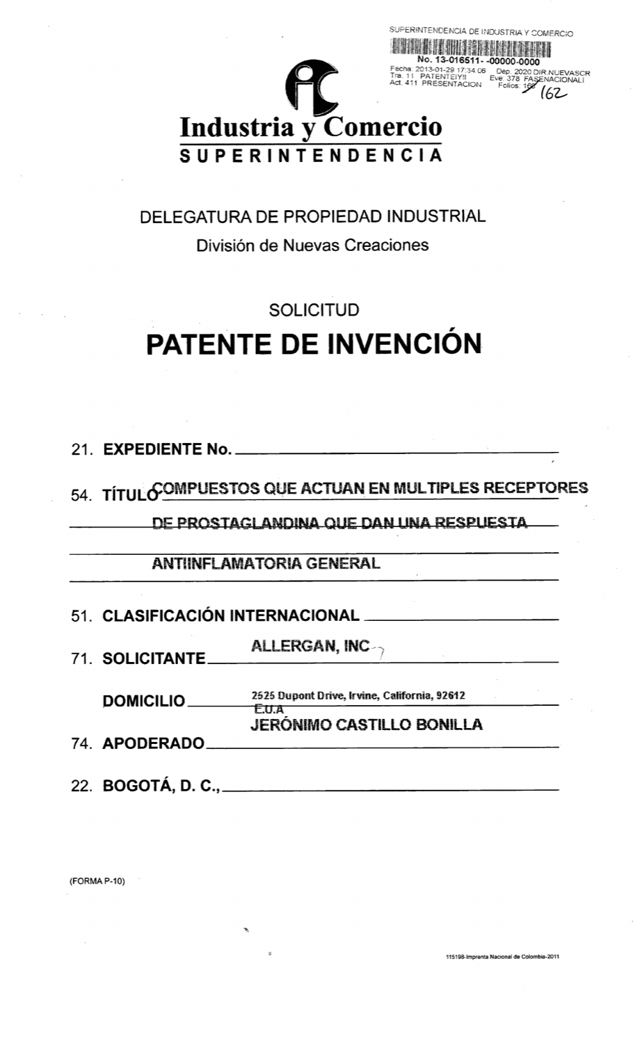 COMPUESTO QUE ACTUAN EN MULTIPLES RECEPTORES DE PROSTAGLANDINA QUE DAN UNA RESPUESTA ANTINFLAMATORIA GENERAL