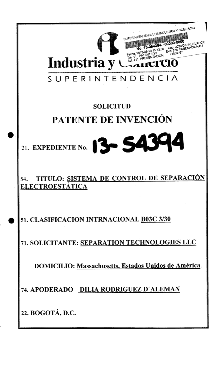 SISTEMA DE CONTROL Y MÉTODO DE SEPARACIÓN ELECTROESTÁTICA