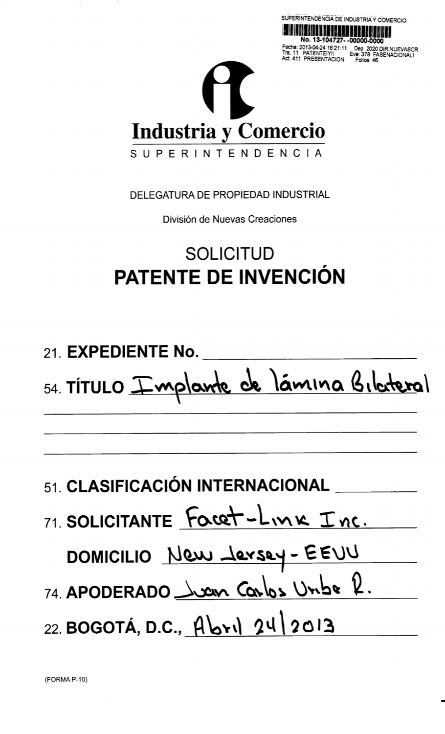 IMPLANTE DE LÁMINA BILATERAL