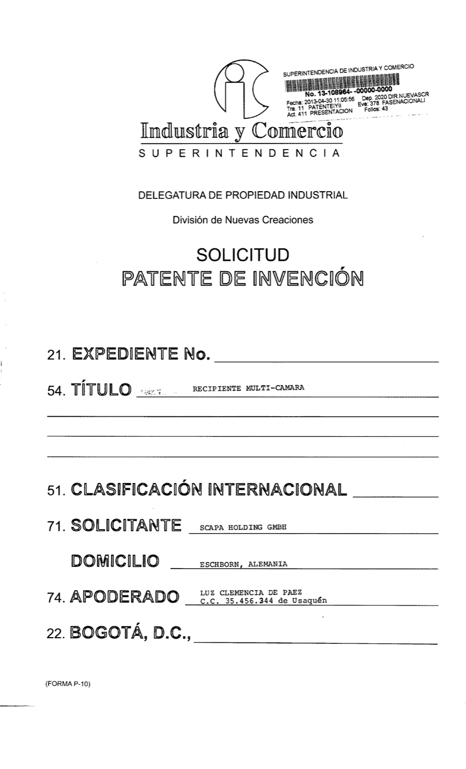 RECIPIENTE MULTI-CÁMARA