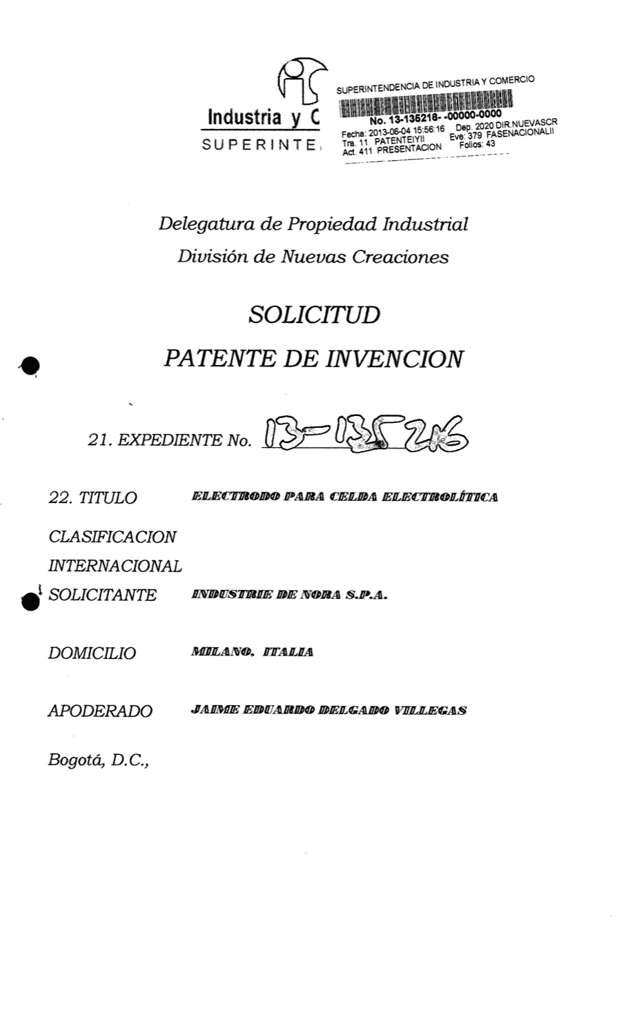 ELECTRODO PARA CELDA ELECTROLÍTICA