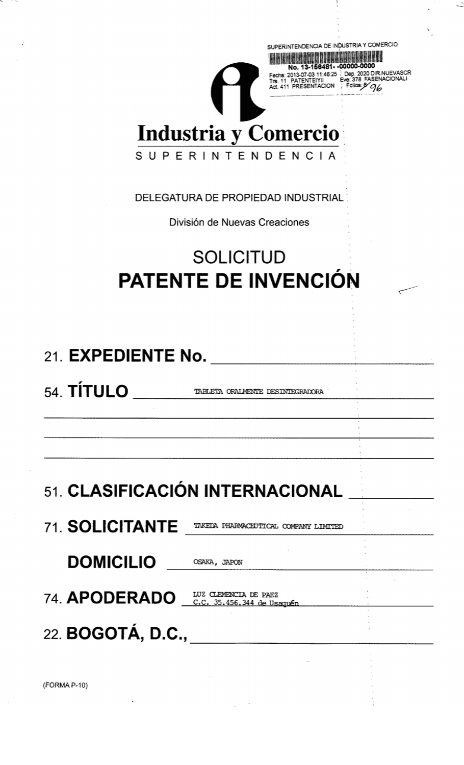TABLETA ORALMENTE DESINTEGRADORA