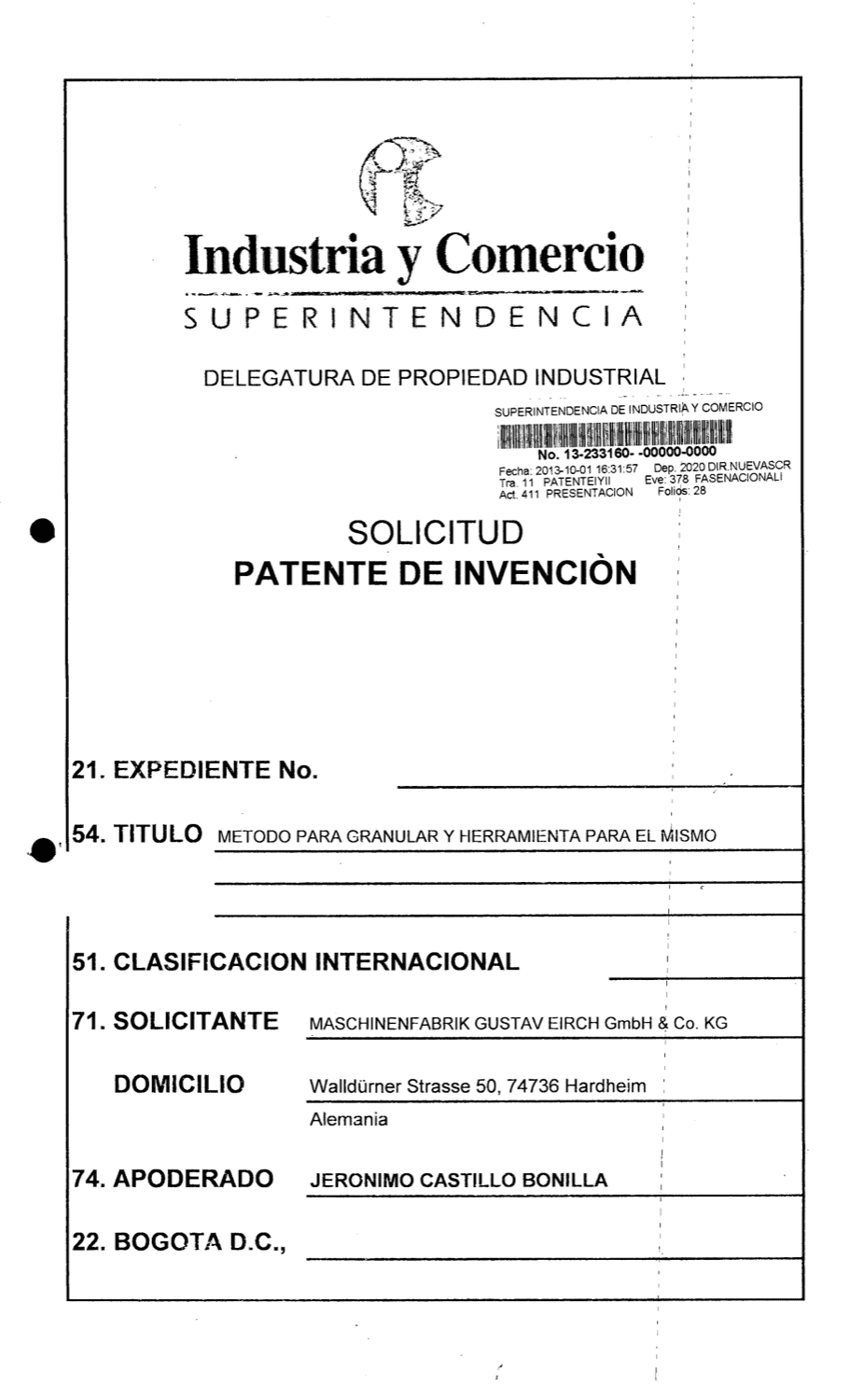 MÉTODO PARA GRANULAR O AGLOMERAR