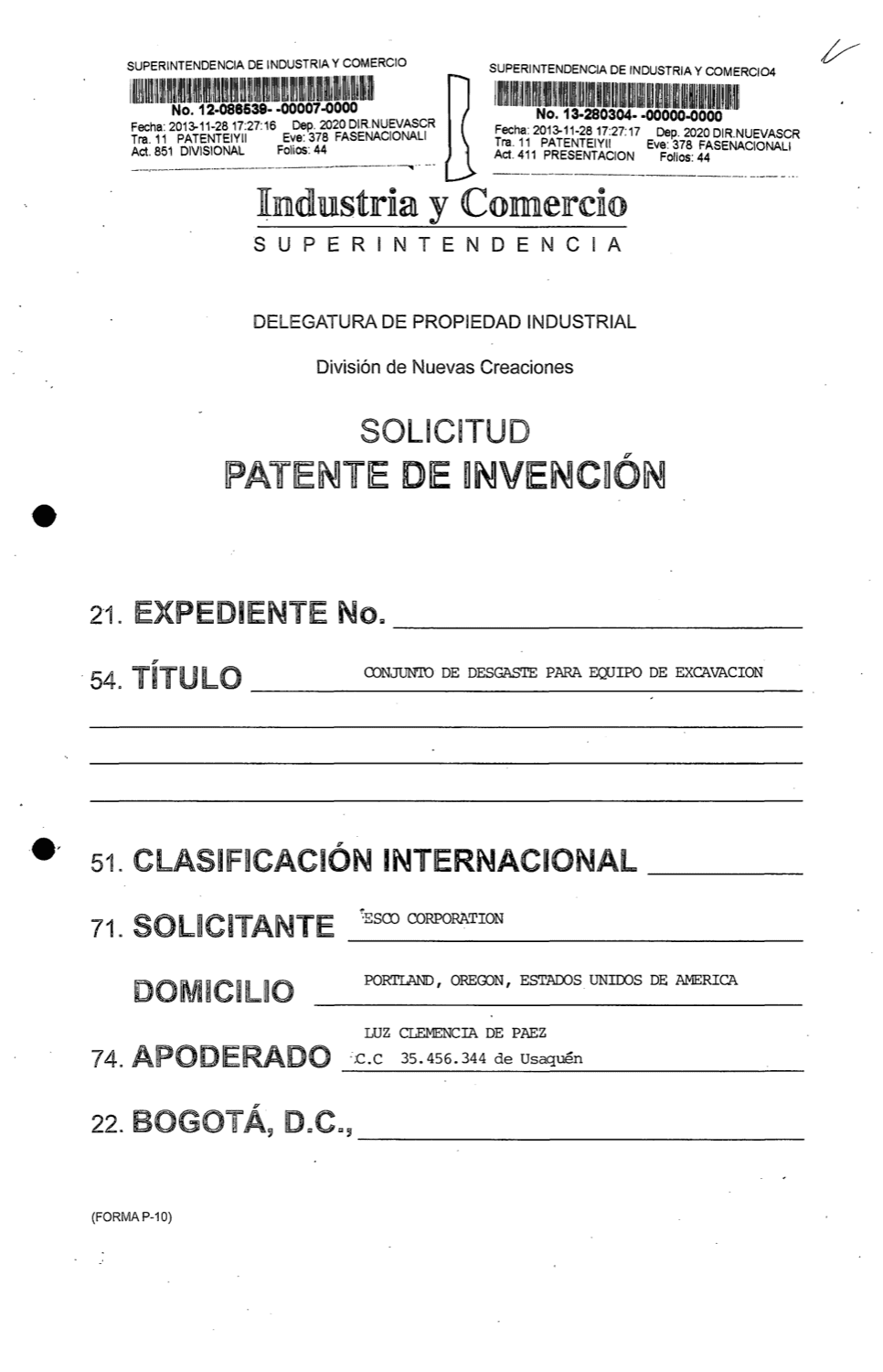 CONJUNTO DE DESGASTE PARA EQUIPO DE EXCAVACIÓN