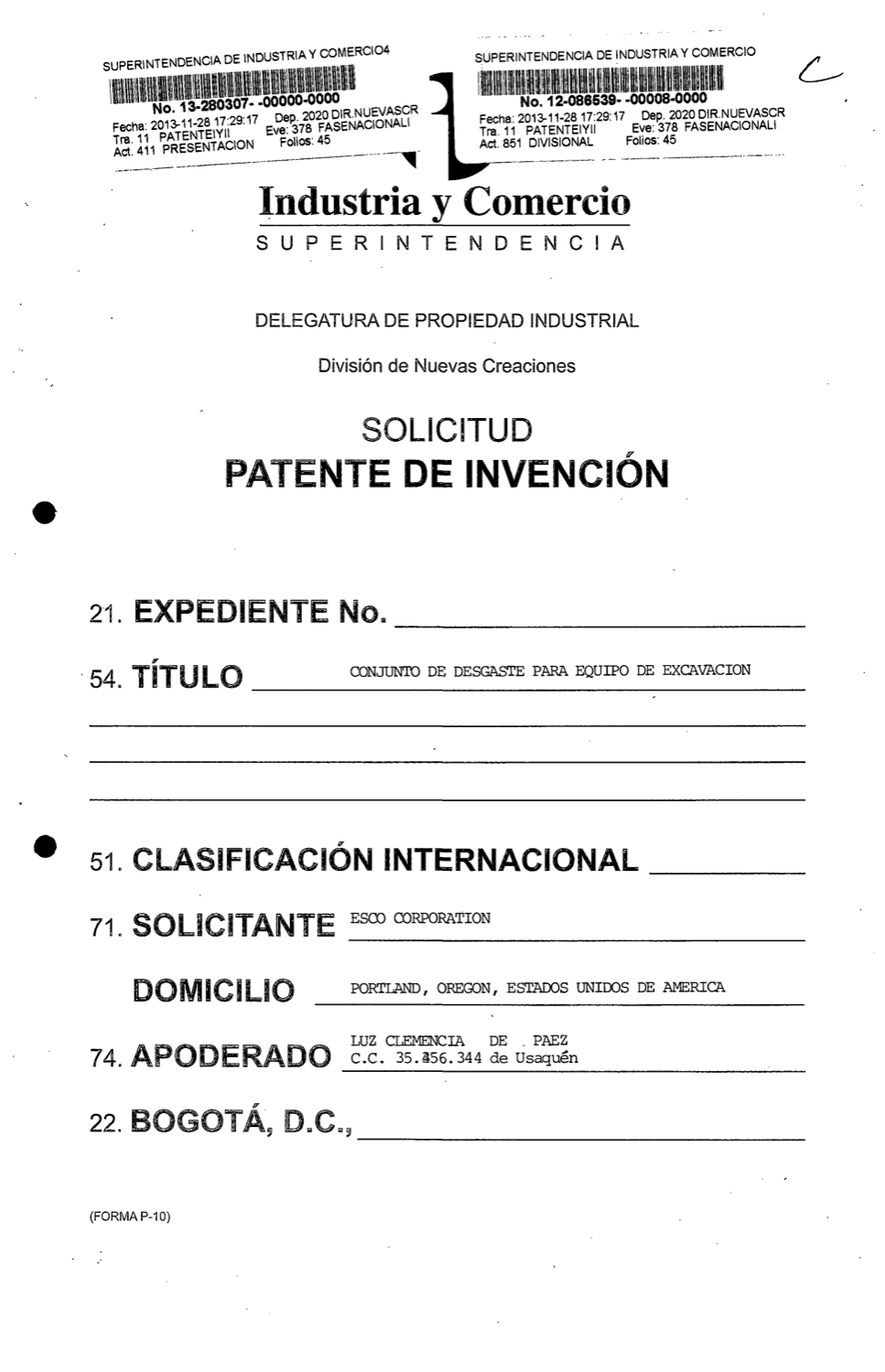 CONJUNTO DE DESGASTE PARA EQUIPO DE EXCAVACIÓN