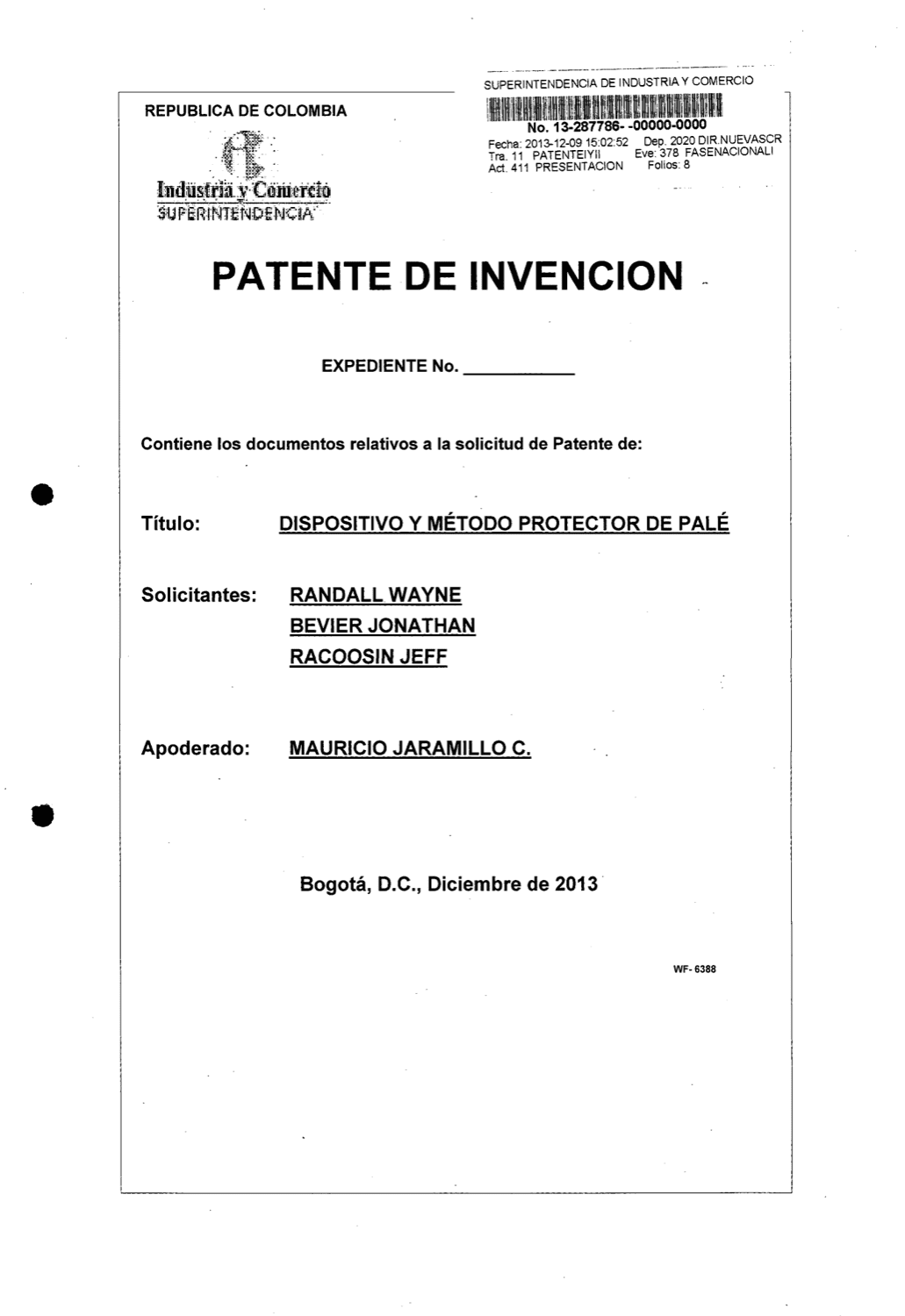 DISPOSITIVO PROTECTOR DE PALÉ