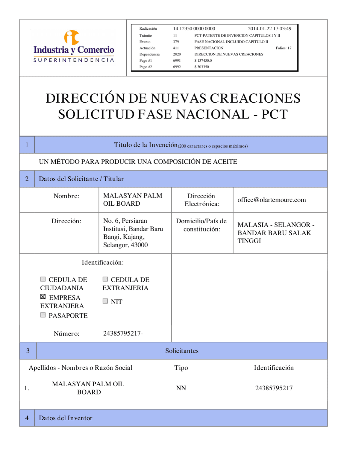 UN MÉTODO PARA PRODUCIR UNA COMPOSICIÓN DE ACEITE