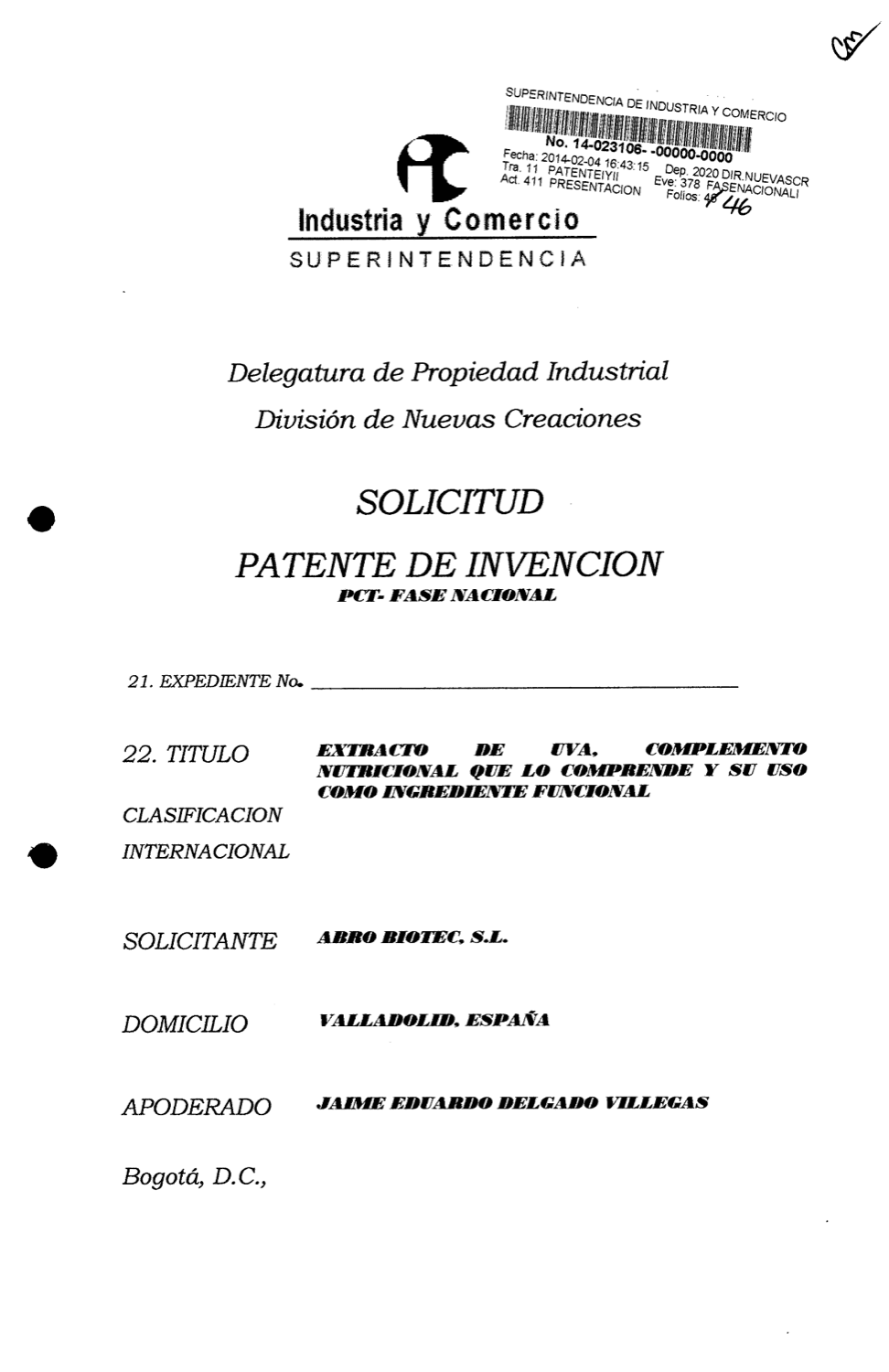 EXTRACTO DE UVA, COMPLEMENTO NUTRICIONAL QUE LO COMPRENDE Y SU USO COMO INGREDIENTE FUNCIONAL