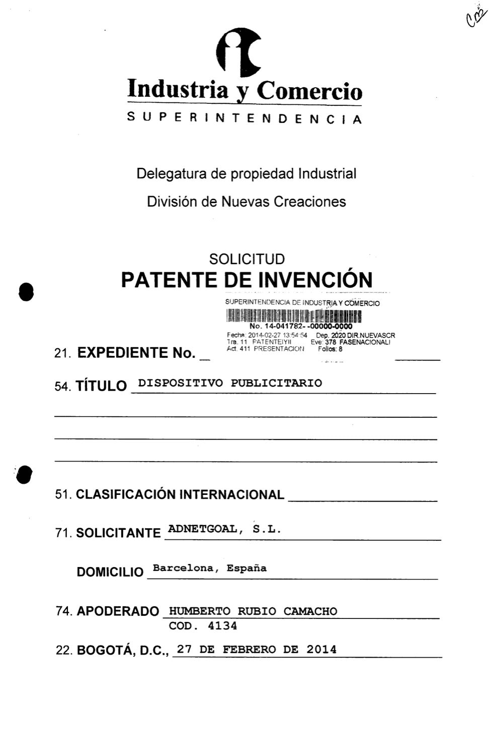 DISPOSITIVO PUBLICITARIO