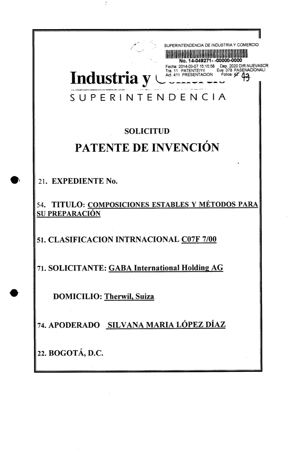 COMPOSICIONES ESTABLES Y MÉTODOS PARA SU PREPARACIÓN