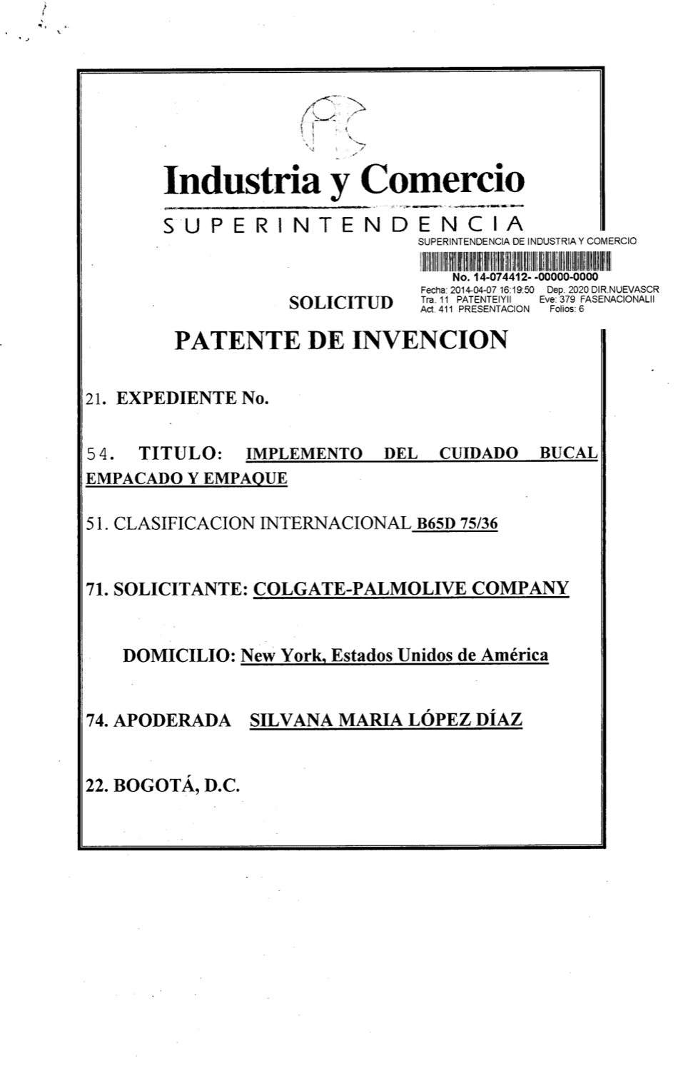 IMPLEMENTO DEL CUIDADO BUCAL EMPACADO Y EMPAQUE