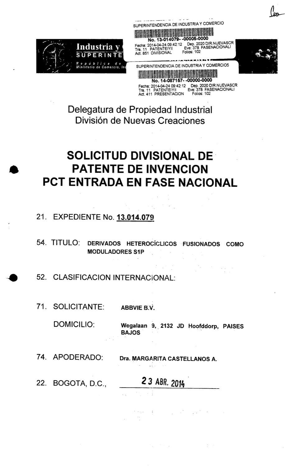 DERIVADOS DE HETEROCÍCLICOS FUSIONADOS COMO MODULADORES S1P