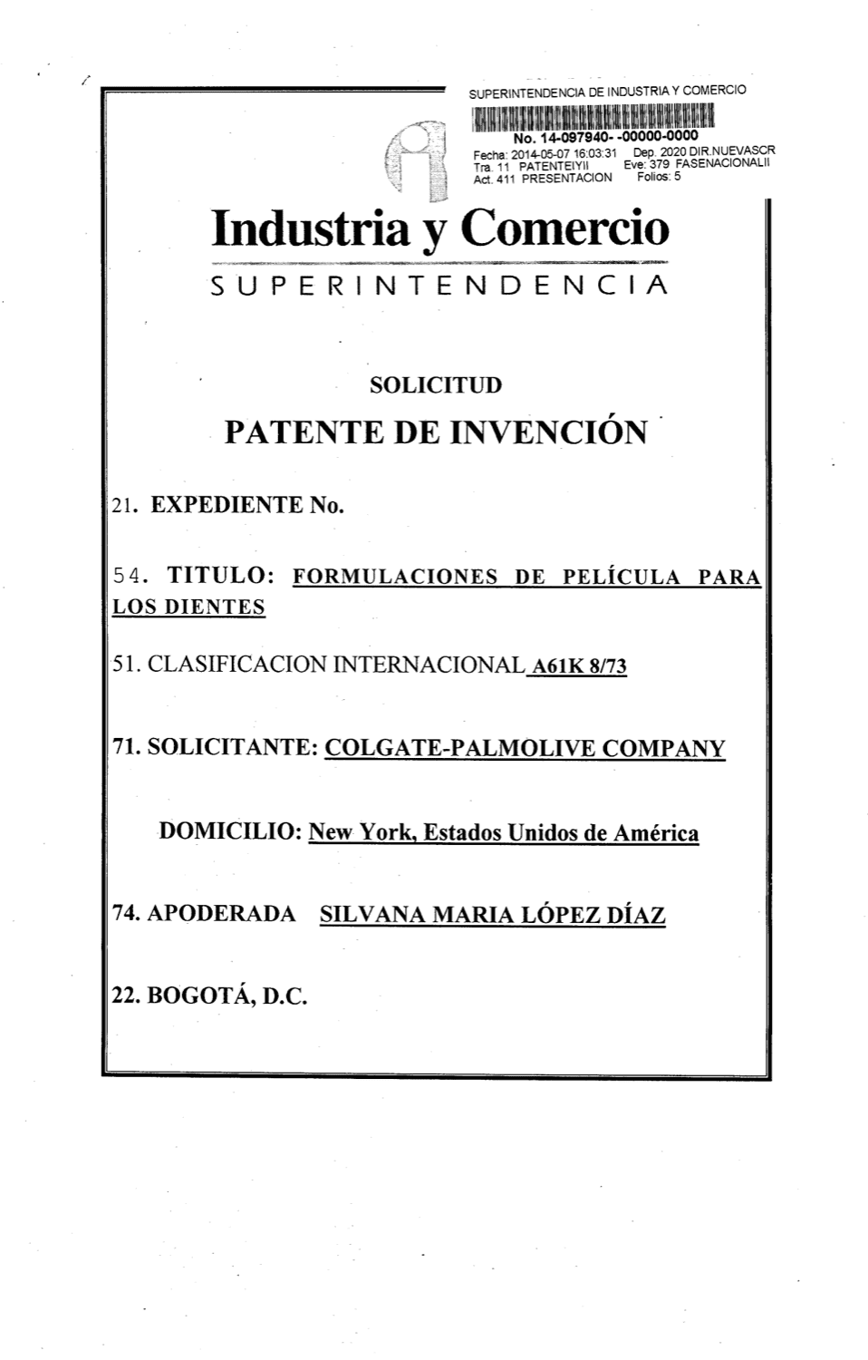 FORMULACIONES DE PELÍCULA PARA DIENTES