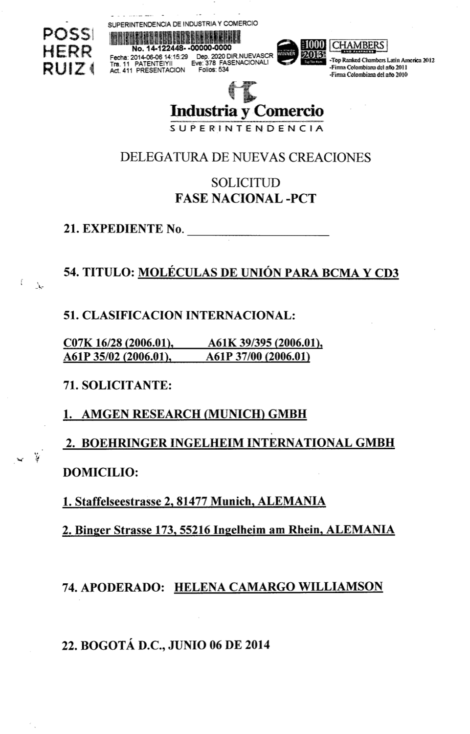 MOLÉCULAS DE UNIÓN PARA BCMA Y CD3