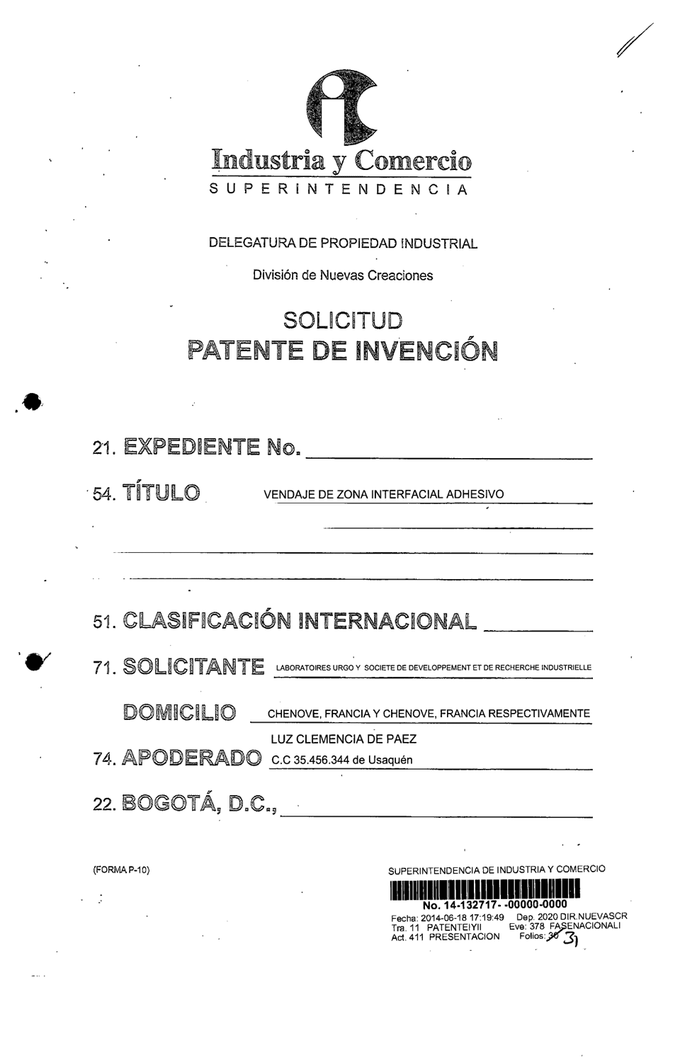 APÓSITO DE ZONA INTERFACIAL ADHERENTE