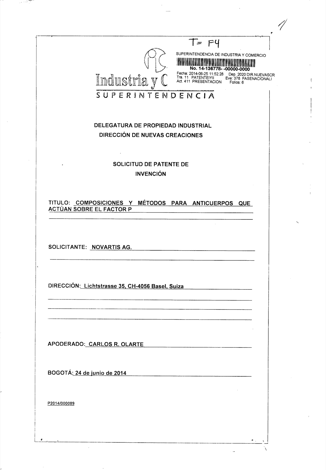 COMPOSICIONES Y ANTICUERPOS QUE ACTÚAN SOBRE EL FACTOR P