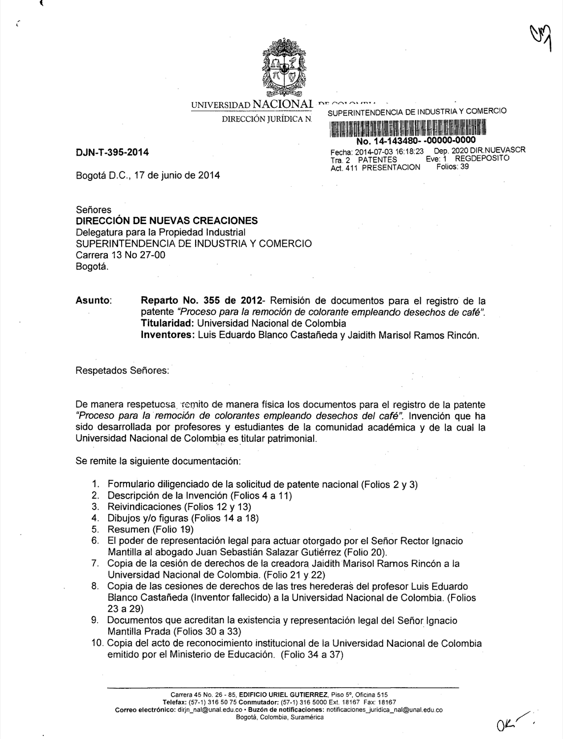 PROCESO PARA LA REMOCIÓN DE COLORANTES EMPLEANDO DESECHOS DE CAFÉ