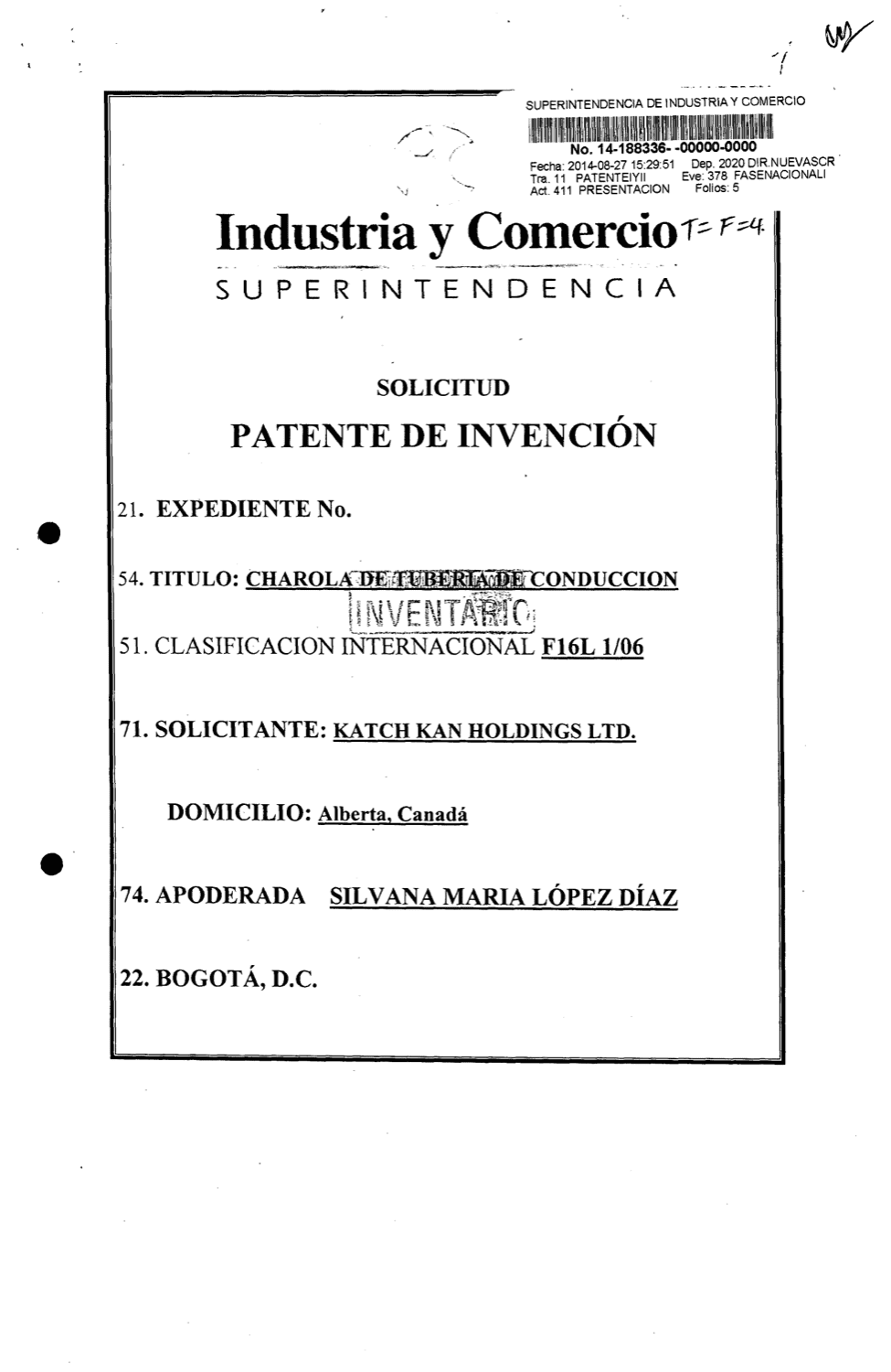 CHAROLA DE TUBERÍA DE CONDUCCIÓN