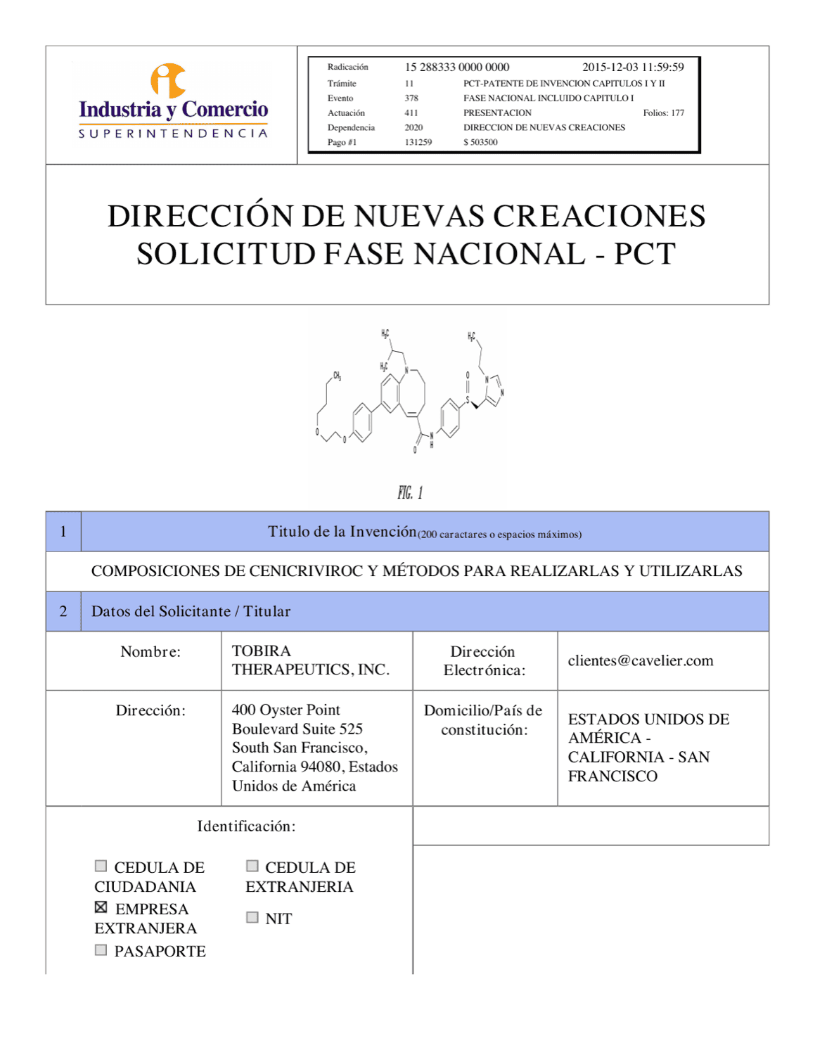 COMPOSICIONES DE CENICRIVIROC Y ÁCIDO FUMÁRICO