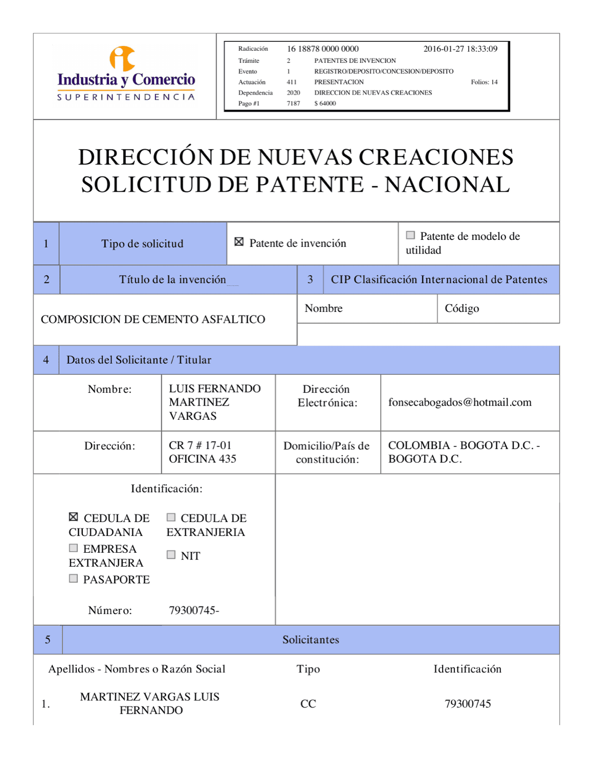 COMPOSICION DE CEMENTO ASFALTICO
