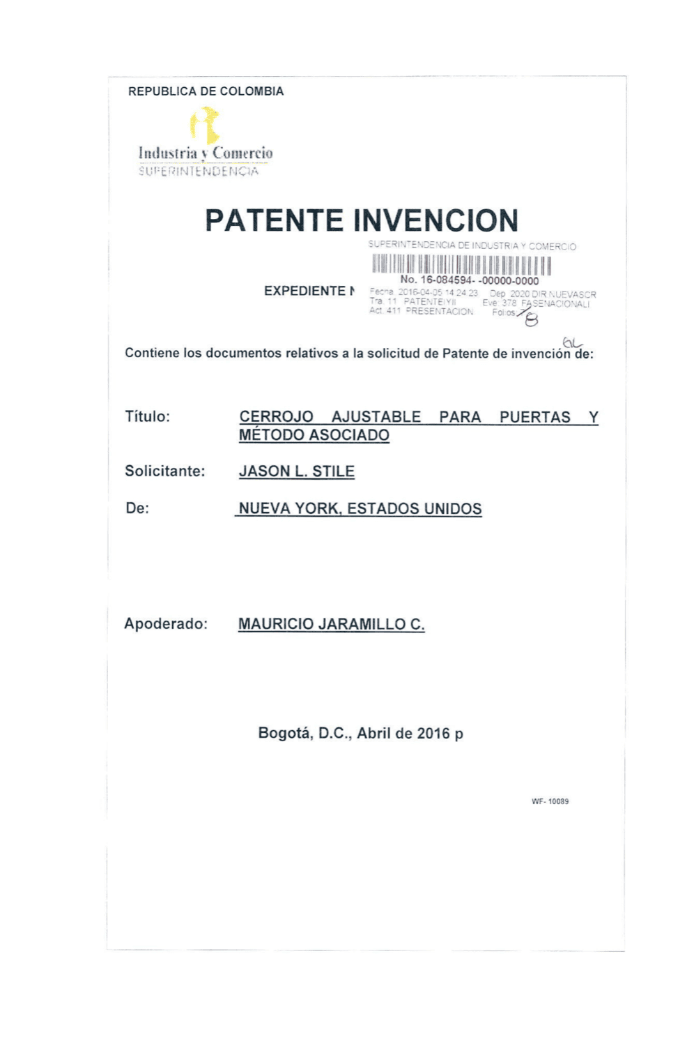 CERROJO AJUSTABLE PARA PUERTAS
