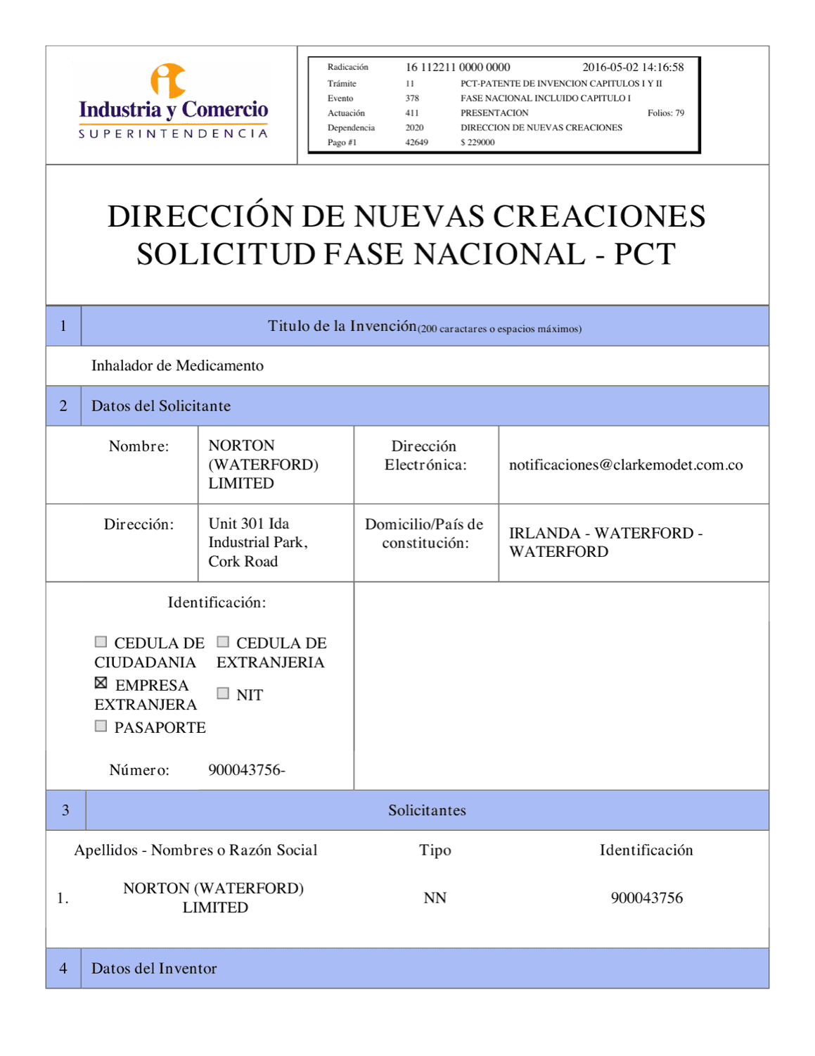 INHALADOR DE MEDICAMENTO