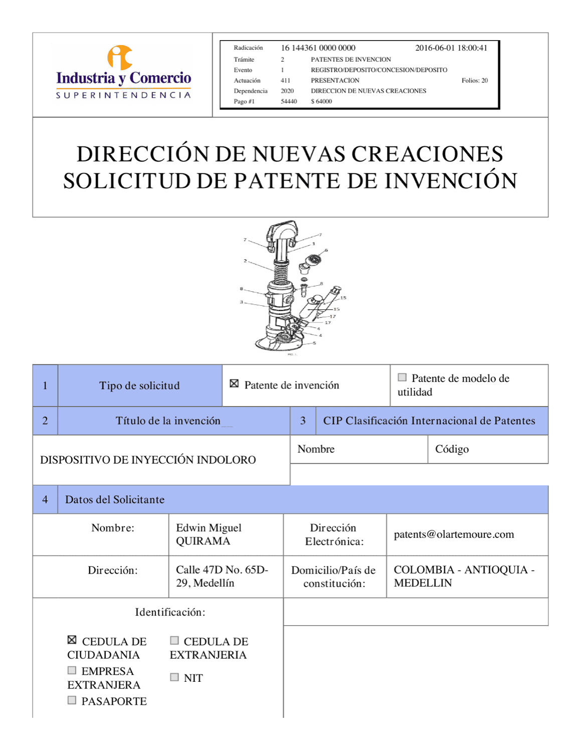 DISPOSITIVO DE INYECCIÓN INDOLORO
