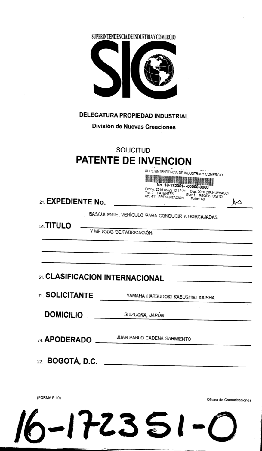 BASCULANTE, VEHÍCULO PARA CONDUCIR A HORCAJADAS Y MÉTODO DE FABRICACIÓN