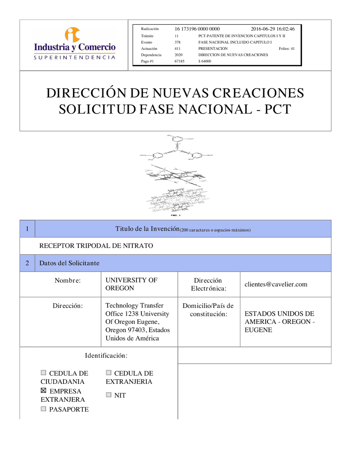 RECEPTOR TRIPODAL DE NITRATO