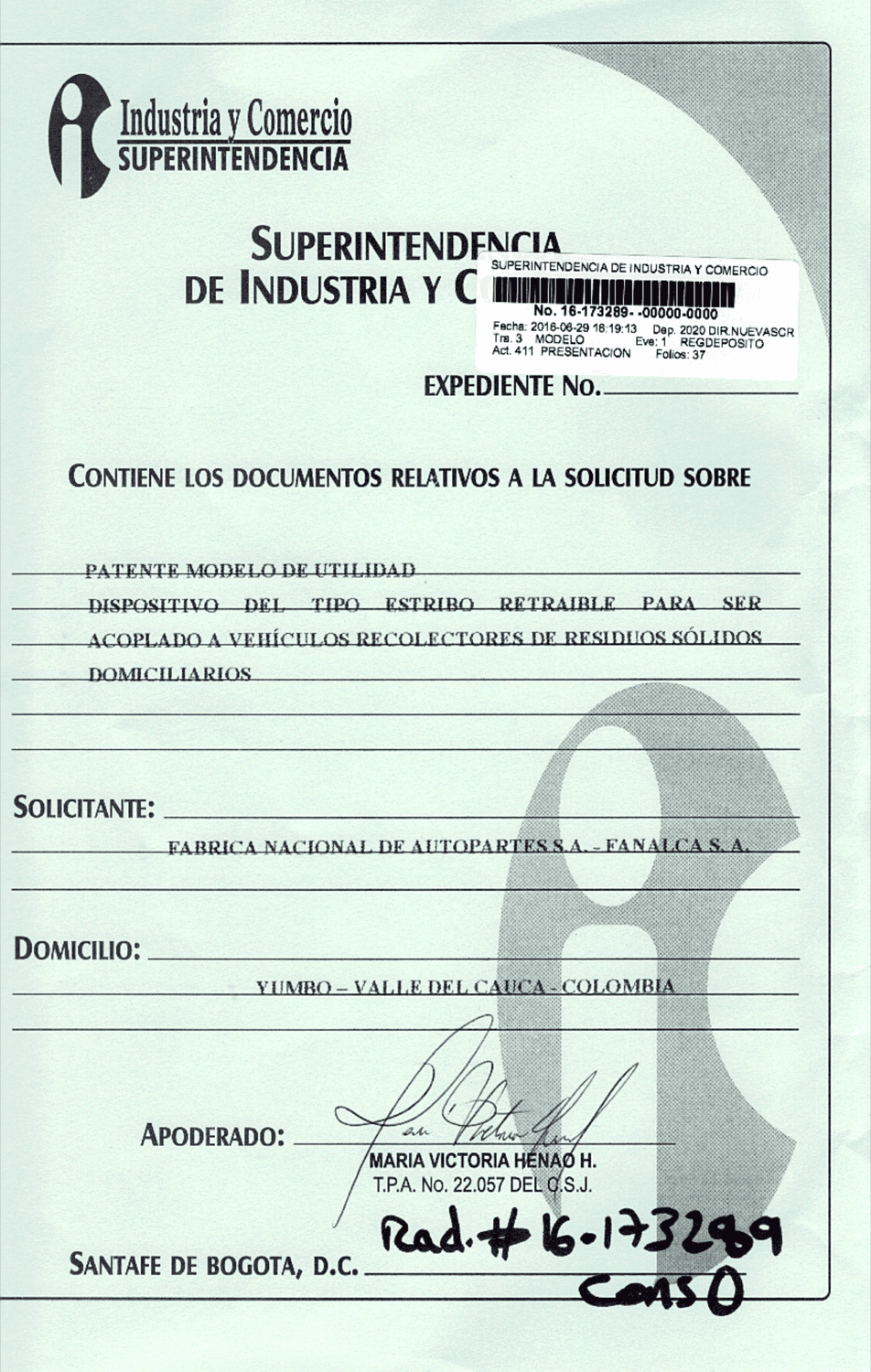 DISPOSITIVO DEL TIPO ESTRIBO RETRAIBLE PARA SER ACOPLADO A VEHÍCULOS RECOLECTORES DE RESIDUOS SÓLIDOS DOMICILIARIOS