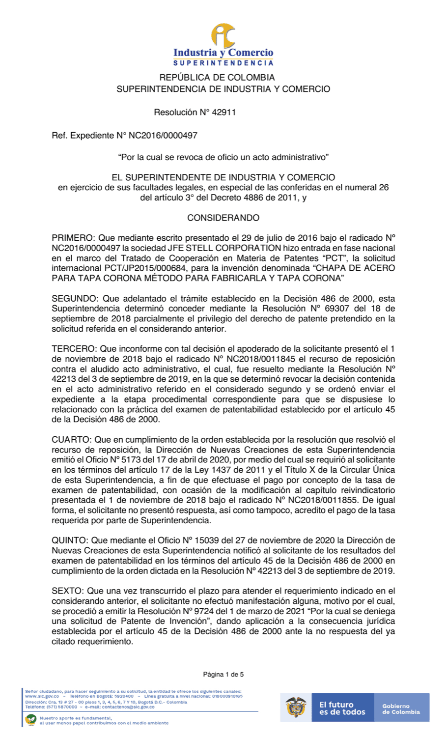 UN MÉTODO PARA FABRICAR UNA CHAPA DE ACERO PARA TAPAS CORONA QUE COMPRENDE UN LAMINADO SECUNDARIO CON UNA REDUCCIÓN DE LAMINADO ENTRE EL 10% Y EL 50%