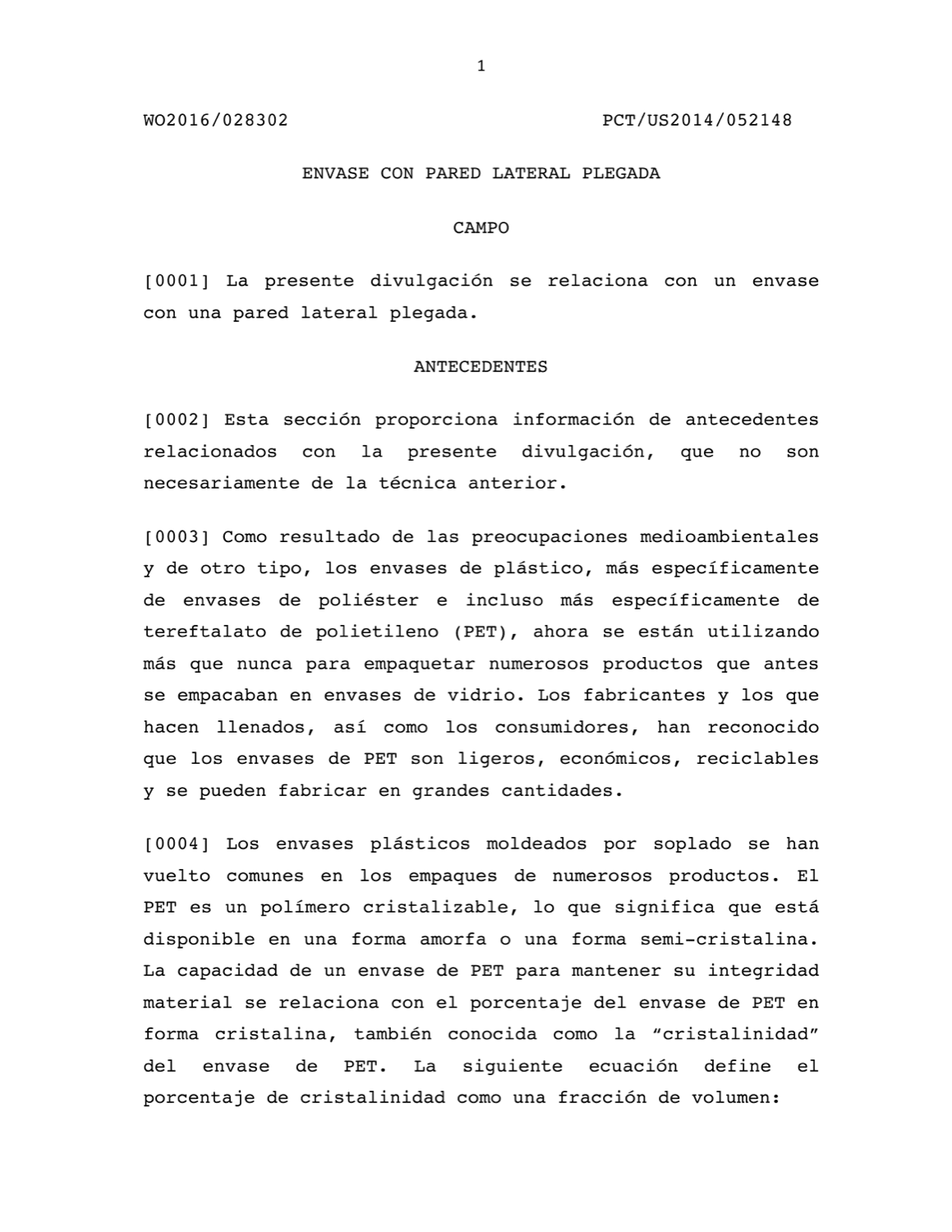 ENVASE CON PARED LATERAL PLEGADA