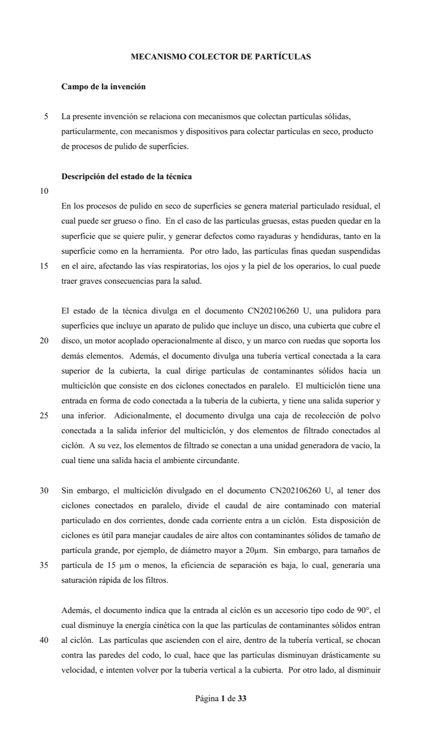 MECANISMO COLECTOR DE PARTÍCULAS
