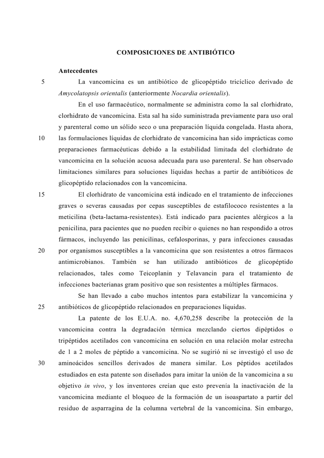 COMPOSICIONES DE ANTIBIÓTICO