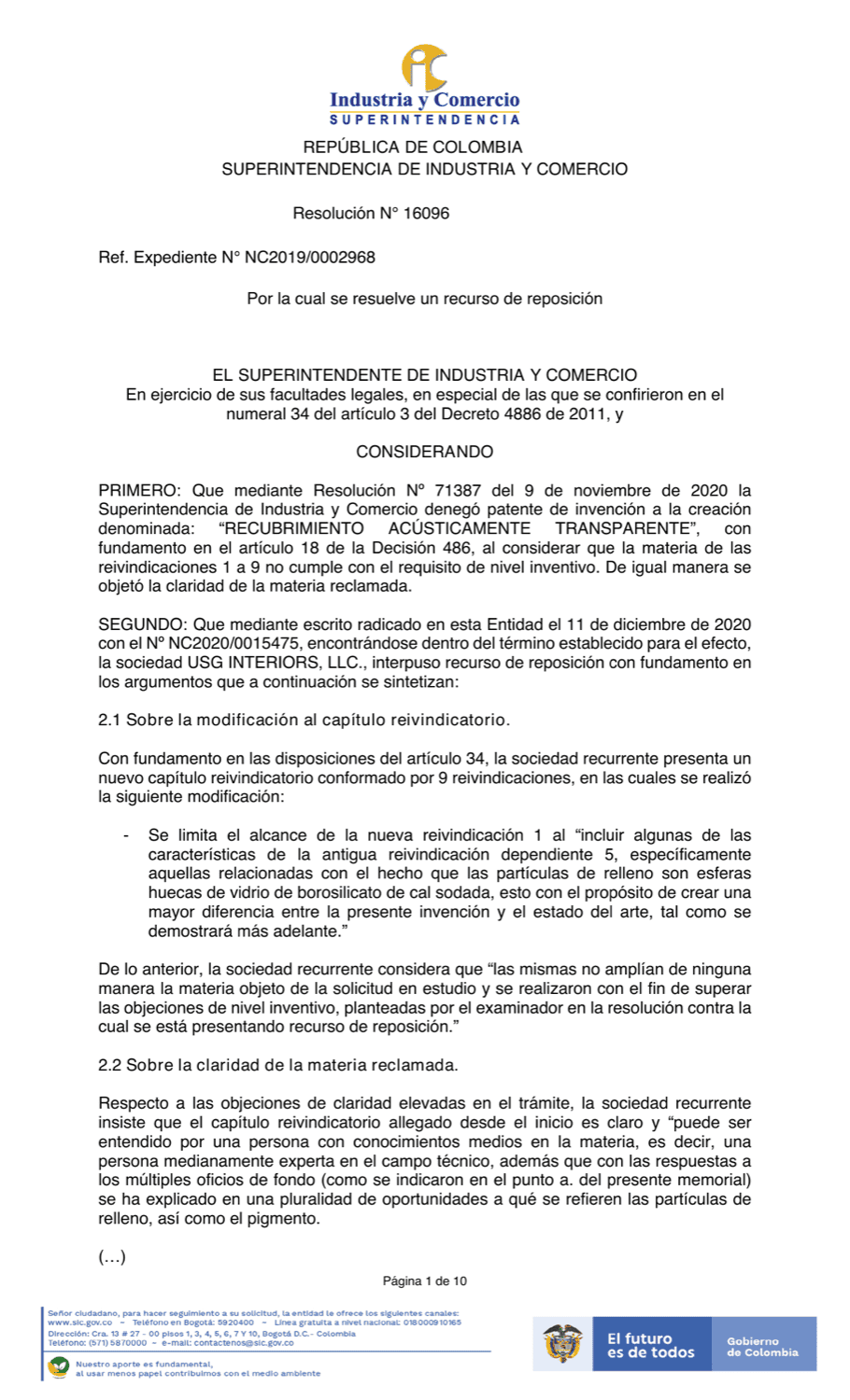 RECUBRIMIENTO ACÚSTICAMENTE TRANSPARENTE