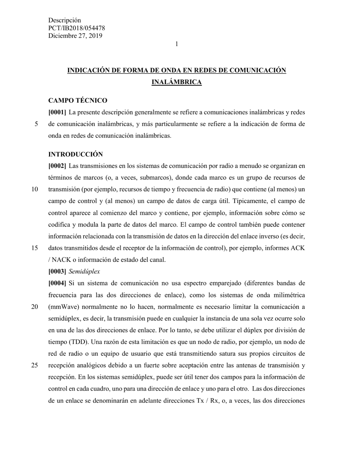 MÉTODO, EQUIPO DE USUARIO, MEDIO DE ALMACENAMIENTO Y NODO DE RED PARA INDICACIÓN DE FORMA DE ONDA EN REDES DE COMUNICACIÓN INALÁMBRICA