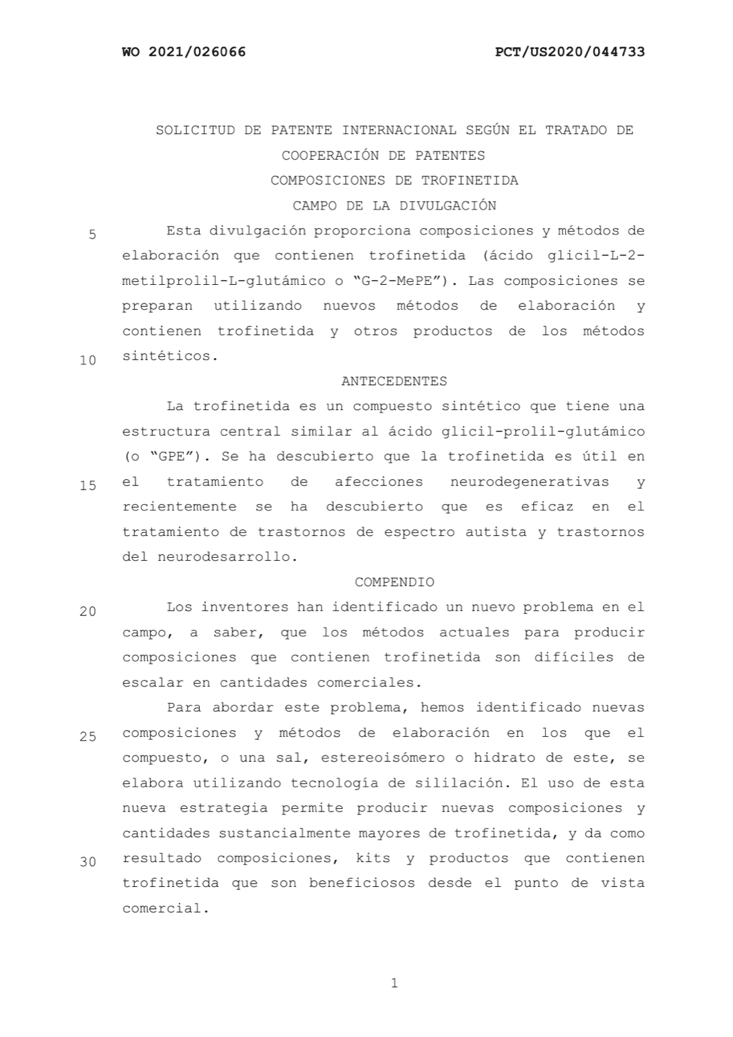 COMPOSICIONES DE TROFINETIDA