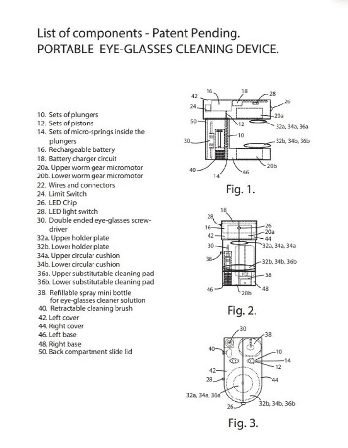 DISPOSITIVO PORTÁTIL ELECTROMECÁNICO PARA LIMPIEZA DE GAFAS MEDIANTE ALMOHADILLAS ROTATIVAS SUSTITUIBLES