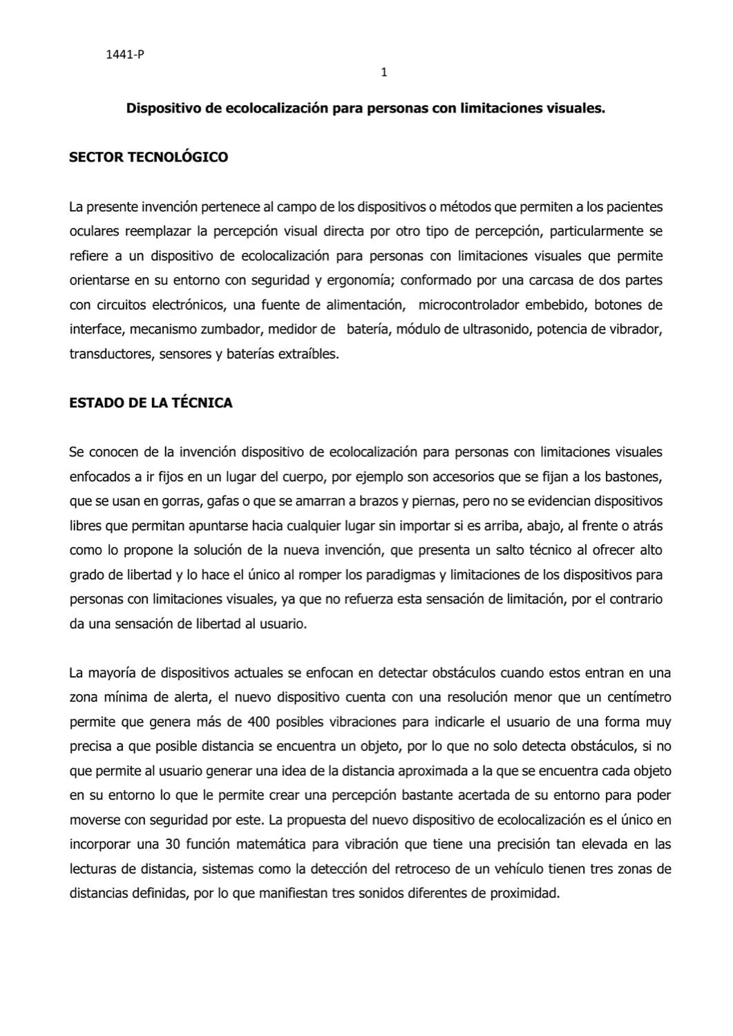 DISPOSITIVO DE ECOLOCALIZACIÓN PARA PERSONAS CON LIMITACIONES VISUALES