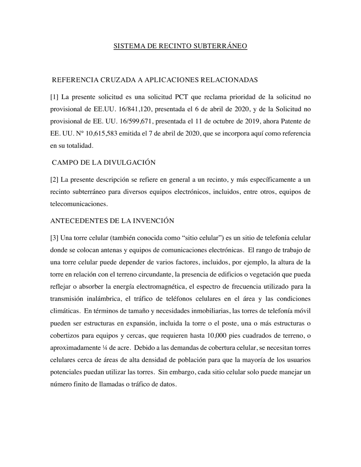 SISTEMA DE RECINTO SUBTERRÁNEO