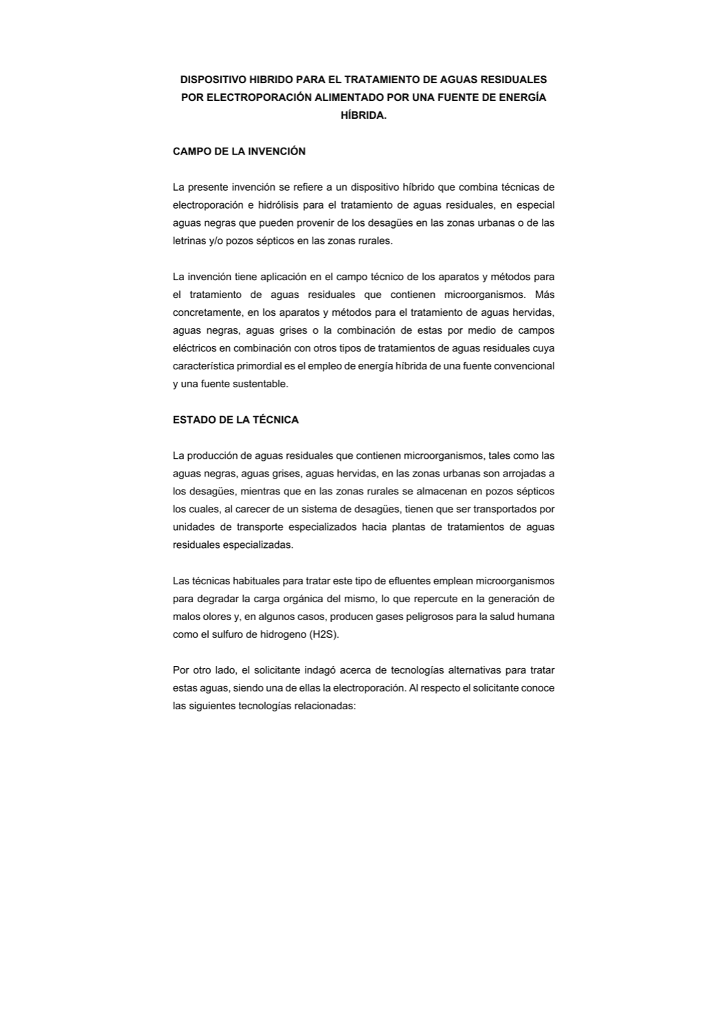 DISPOSITIVO HIBRIDO PARA EL TRATAMIENTO DE AGUAS RESIDUALES POR ELECTROPORACIÓN ALIMENTADO POR UNA FUENTE DE ENERGÍA HÍBRIDA