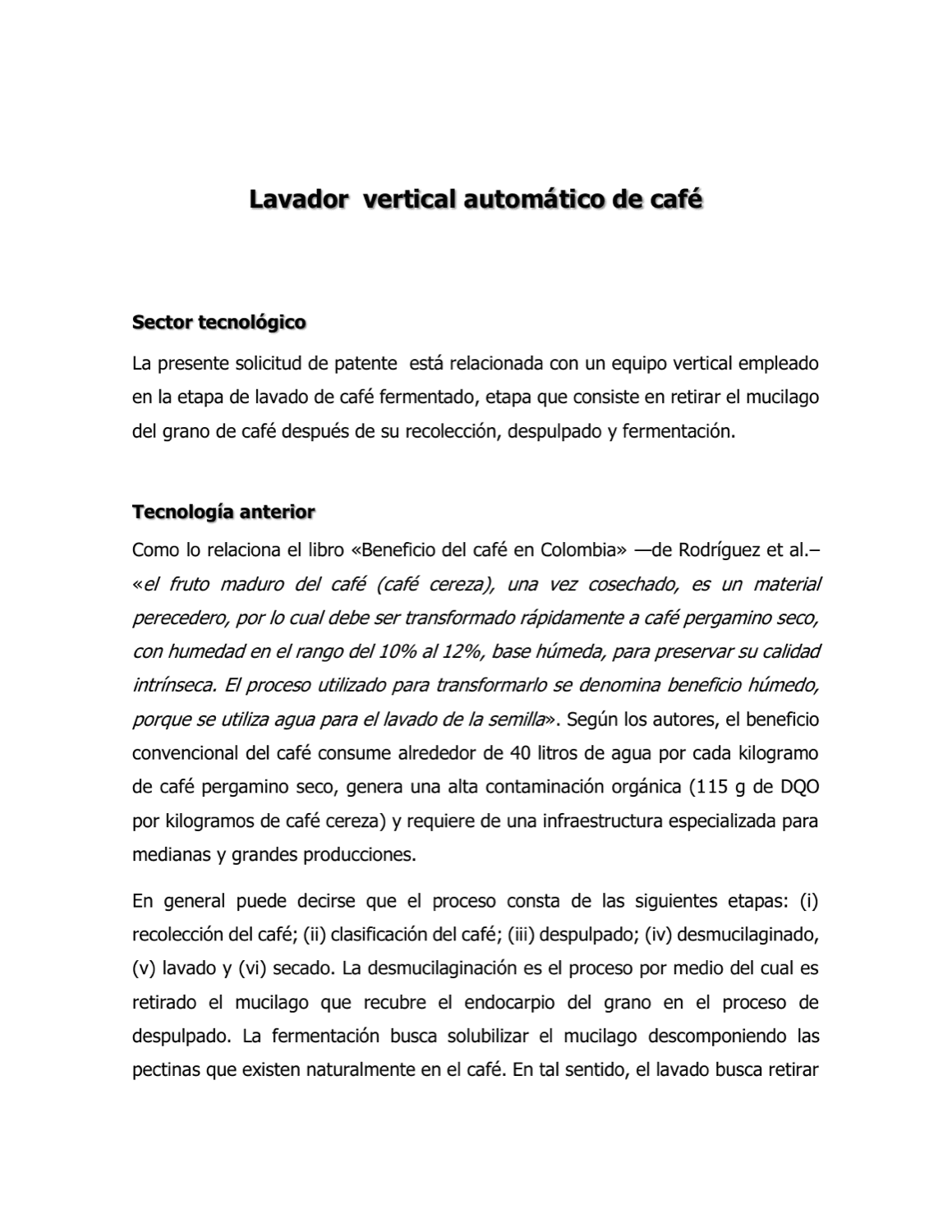 LAVADOR VERTICAL AUTOMÁTICO DE CAFÉ