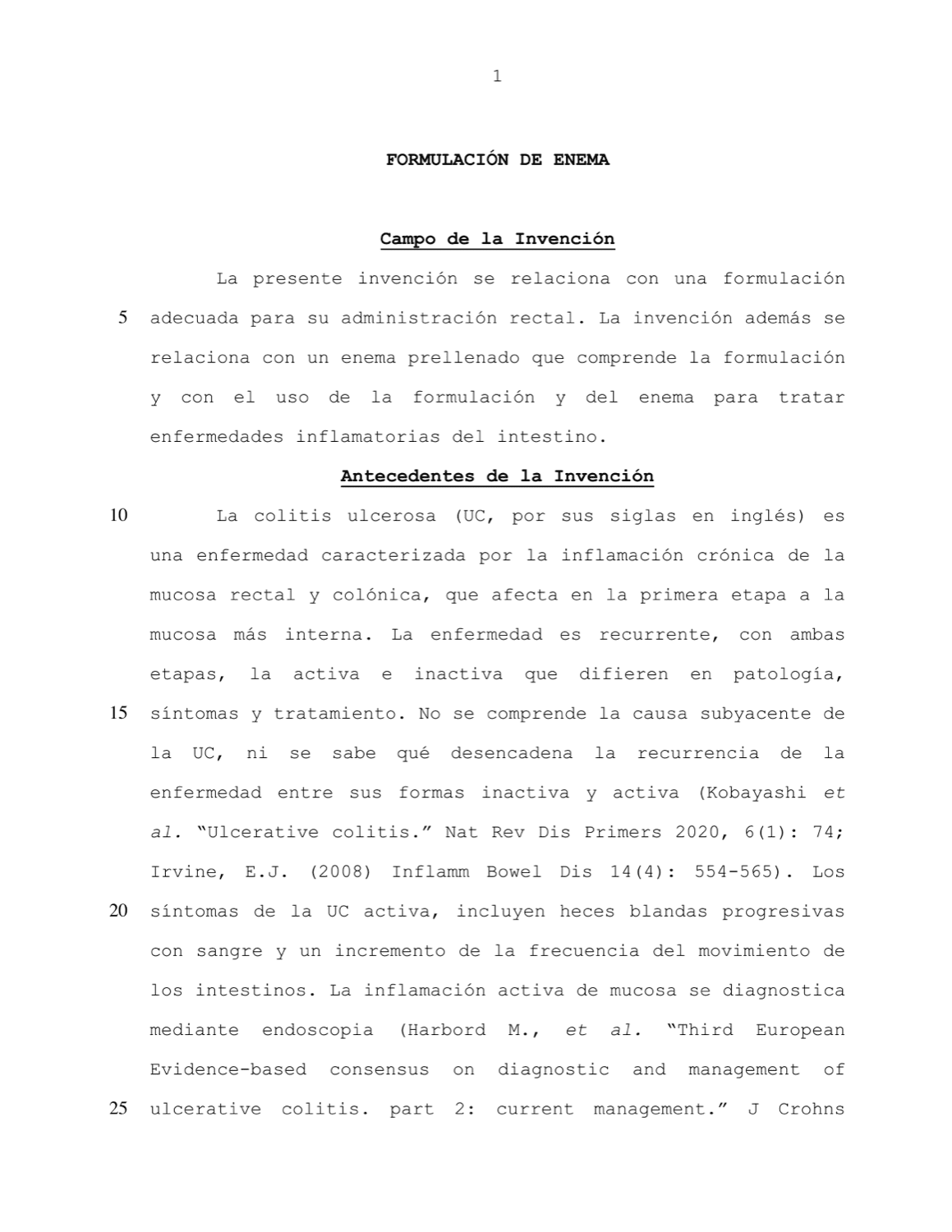 FORMULACIÓN DE ENEMA