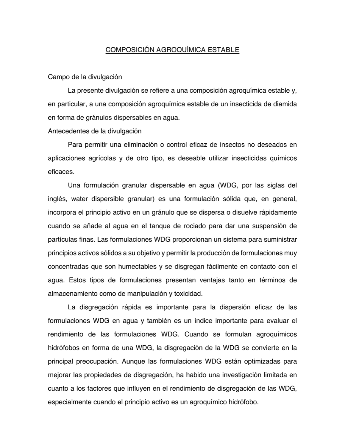 COMPOSICIÓN AGROQUÍMICA ESTABLE