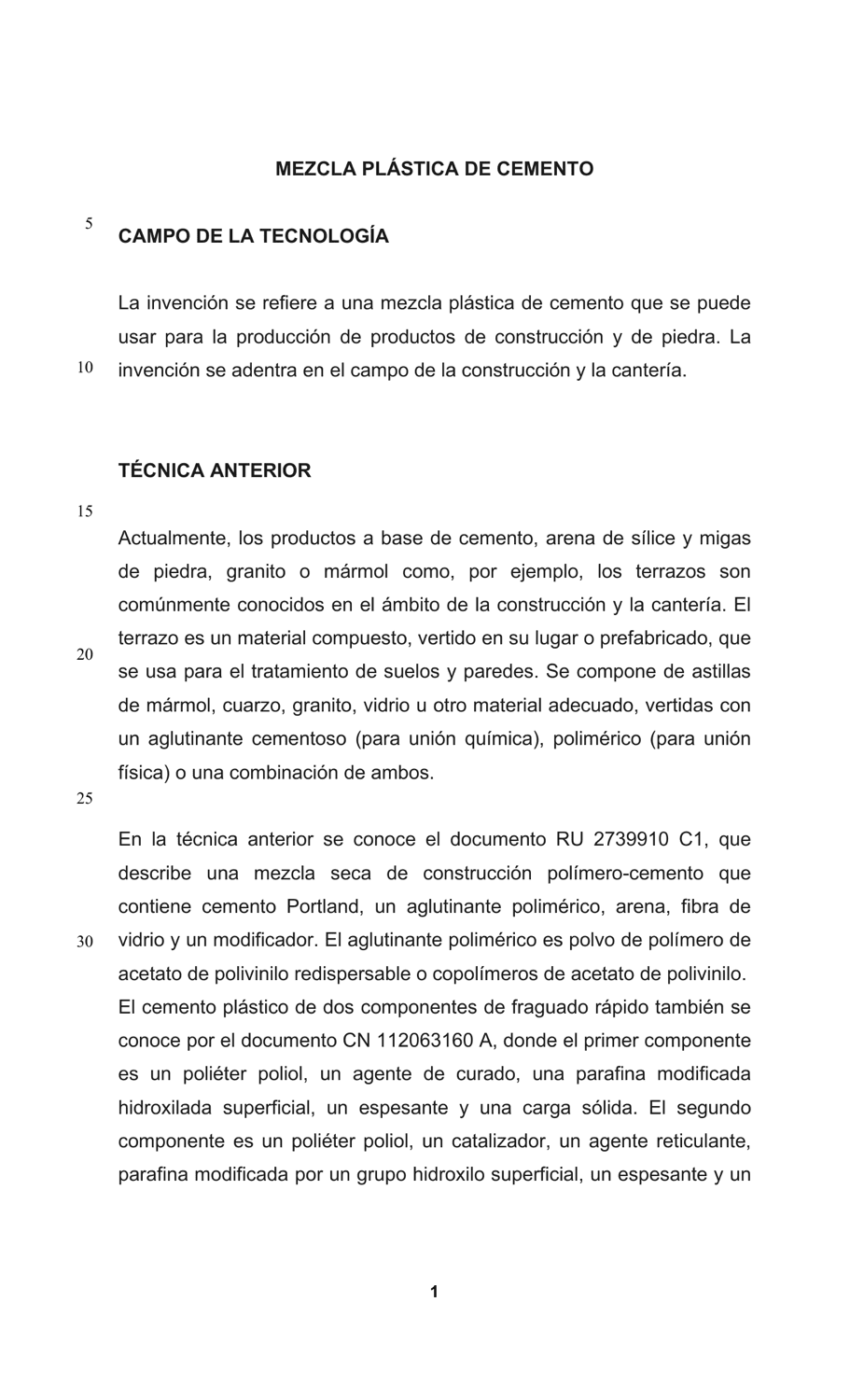 MEZCLA PLÁSTICA DE CEMENTO